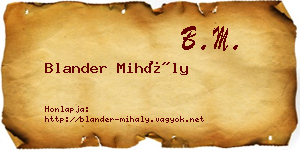 Blander Mihály névjegykártya